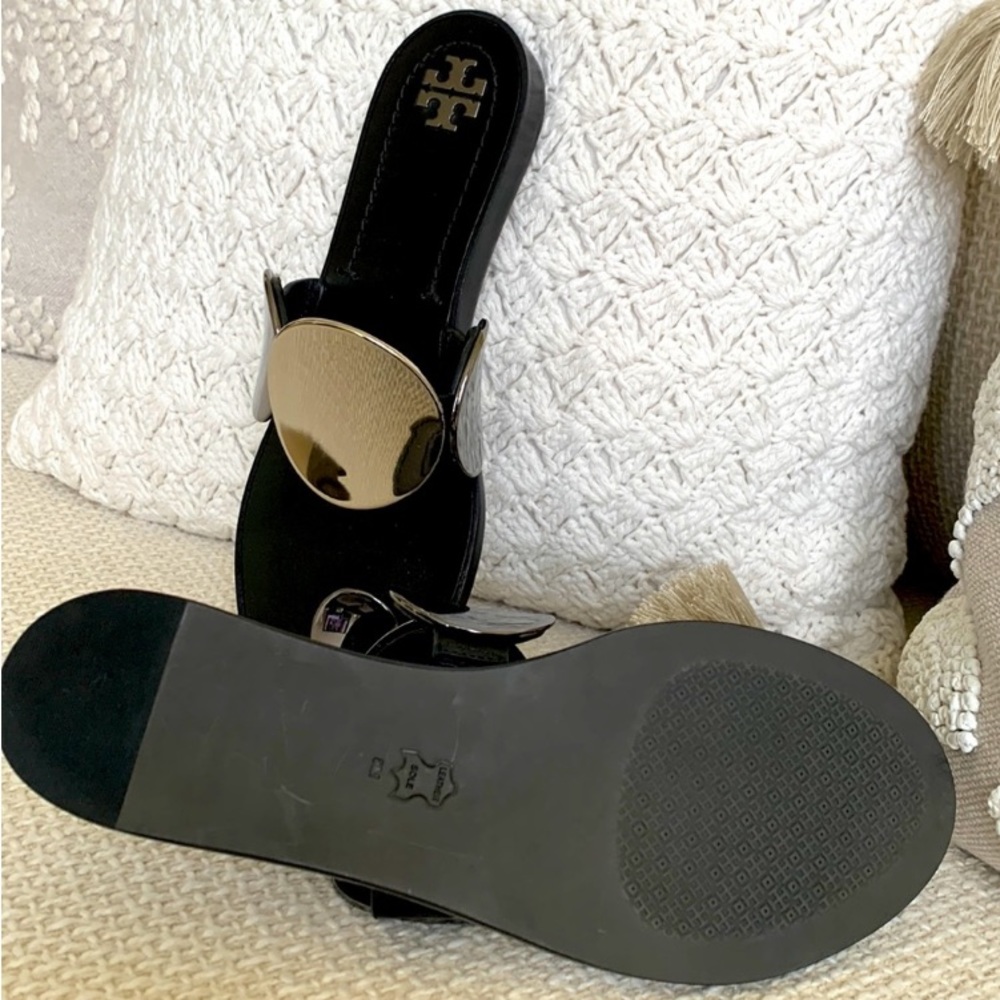 Tory Burch Plato sandals silver and black EUC size 7.5